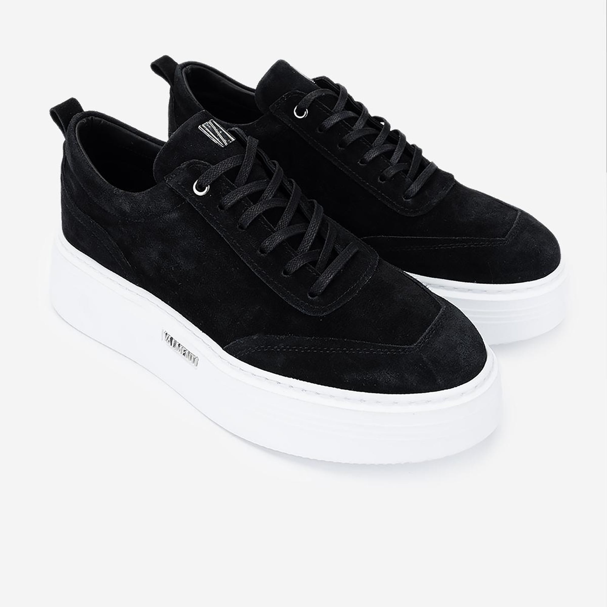 Valmenti Erkek Hakiki Deri Siyah Süet Sneakers & Spor Ayakkabı