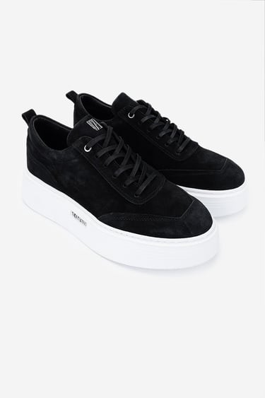  Valmenti Erkek Hakiki Deri Siyah Süet Sneakers & Spor Ayakkabı