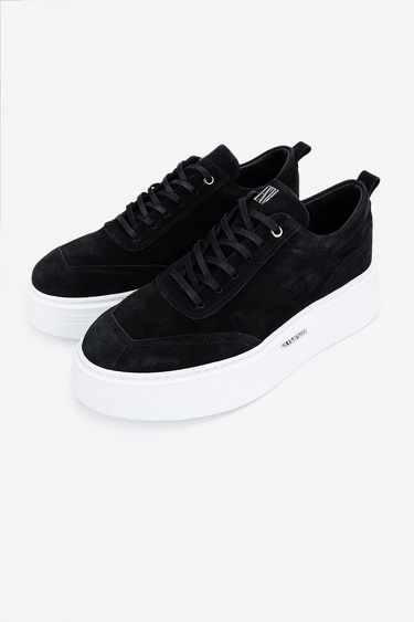  Valmenti Erkek Hakiki Deri Siyah Süet Sneakers & Spor Ayakkabı