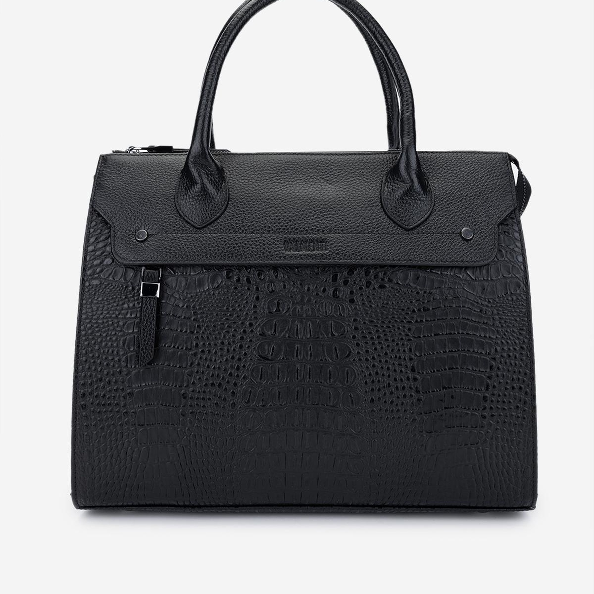 Valmenti Kadın Hakiki Deri Siyah Kroko Kol Çantası