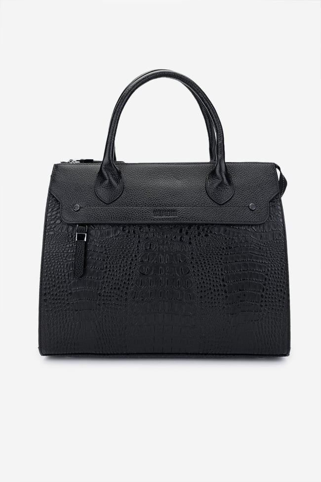 Valmenti Kadın Hakiki Deri Siyah Kroko Kol Çantası