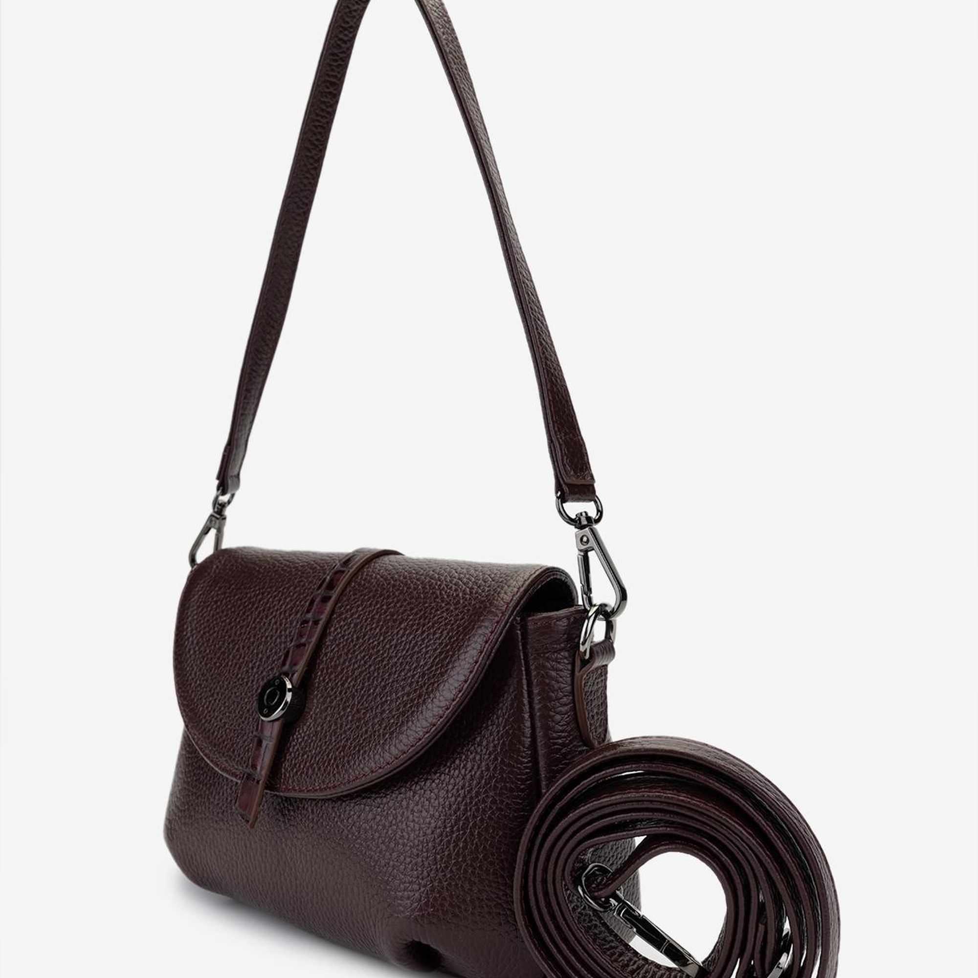 Valmenti Kadın Hakiki Deri Bordo Kol Çantası