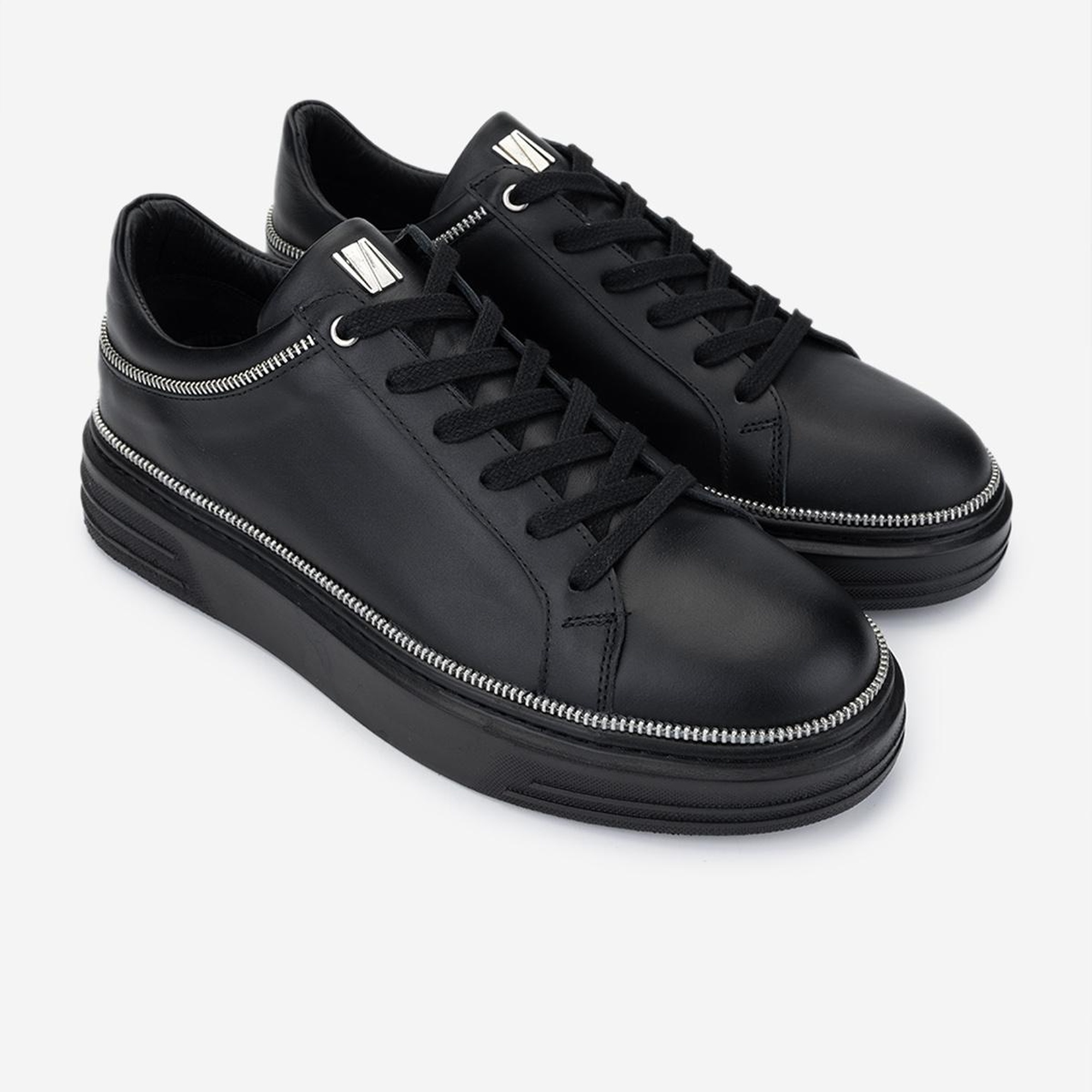 Valmenti Erkek Hakiki Deri Siyah Deri Sneakers & Spor Ayakkabı