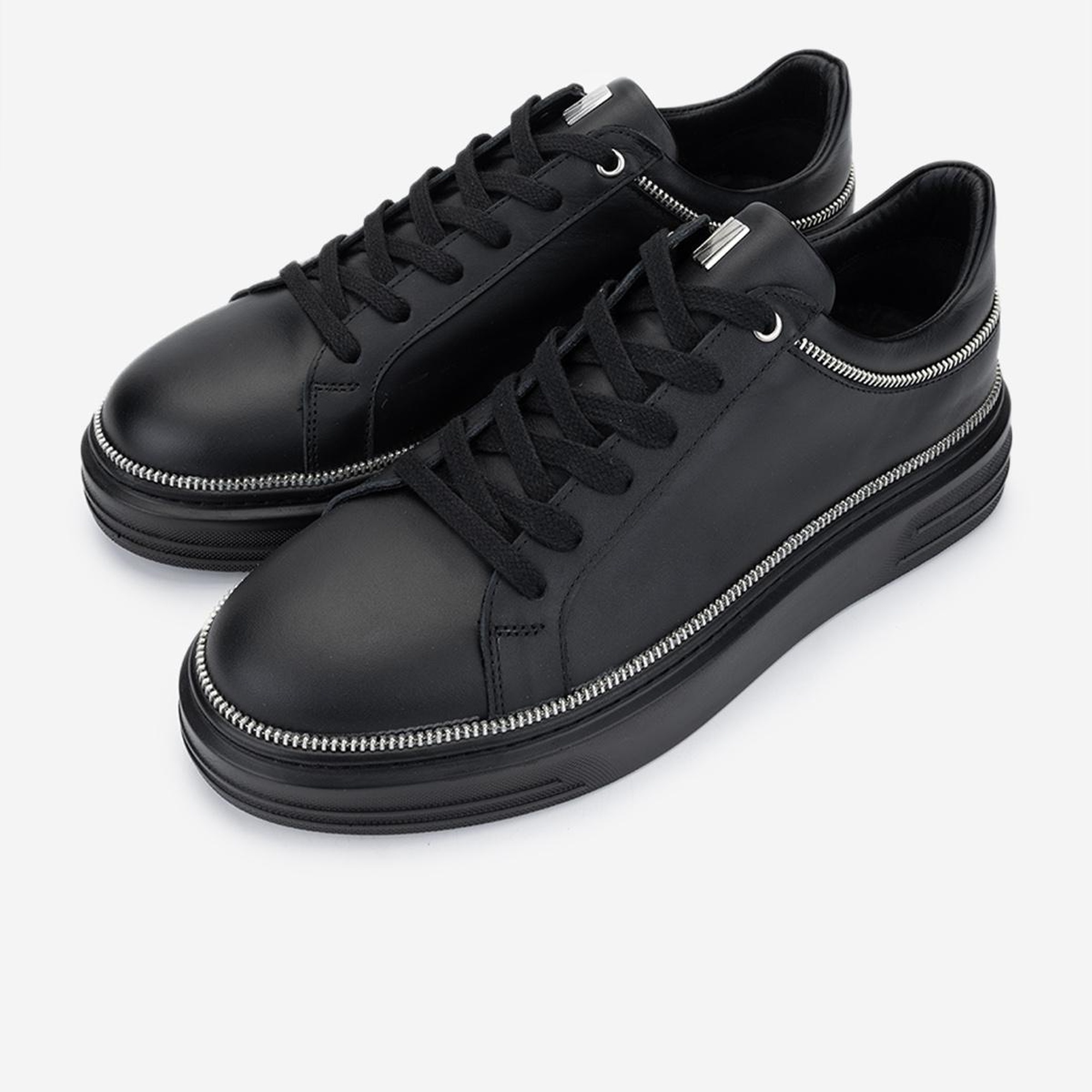 Valmenti Erkek Hakiki Deri Siyah Deri Sneakers & Spor Ayakkabı