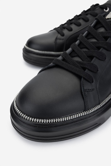  Valmenti Erkek Hakiki Deri Siyah Deri Sneakers & Spor Ayakkabı