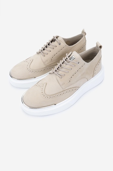  Valmenti Erkek Hakiki Deri Bej Sneakers & Spor Ayakkabı