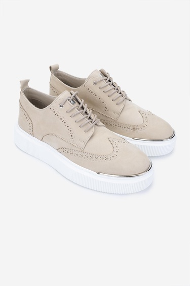  Valmenti Erkek Hakiki Deri Bej Sneakers & Spor Ayakkabı