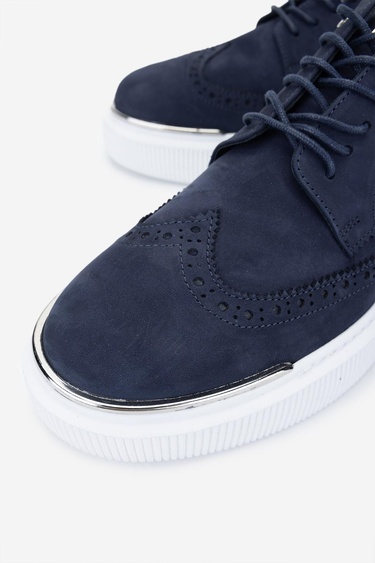  Valmenti Erkek Hakiki Deri Lacivert Nubuk Sneakers & Spor Ayakkabı