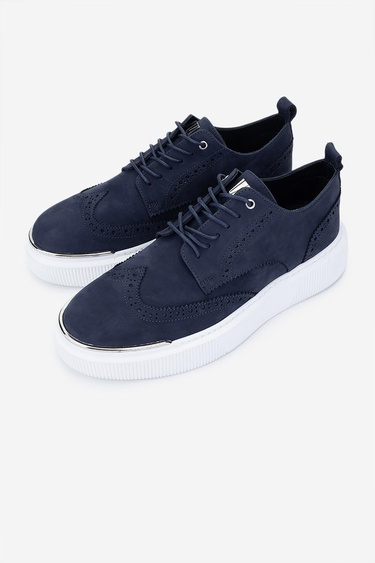  Valmenti Erkek Hakiki Deri Lacivert Nubuk Sneakers & Spor Ayakkabı