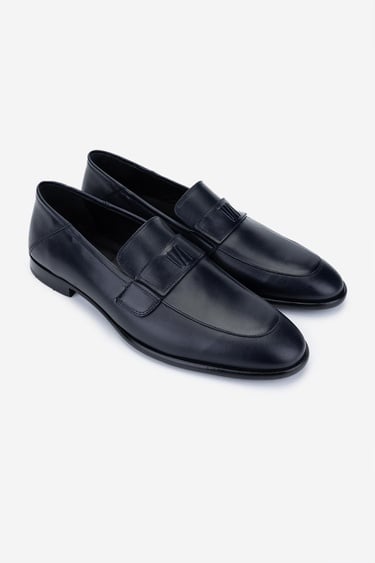  Valmenti Erkek Hakiki Deri Lacivert Klasik Ayakkabı