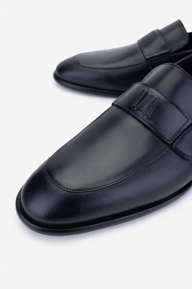  Valmenti Erkek Hakiki Deri Lacivert Klasik Ayakkabı