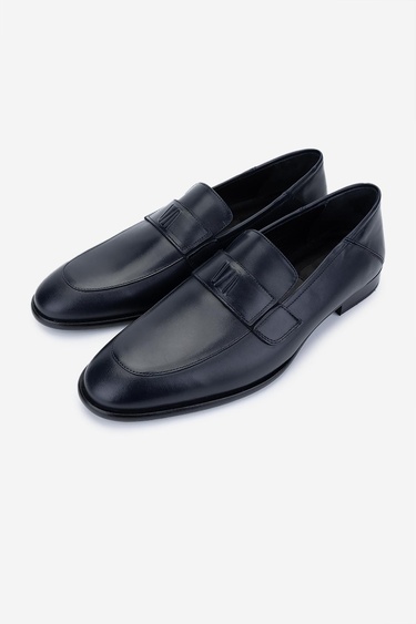  Valmenti Erkek Hakiki Deri Lacivert Klasik Ayakkabı