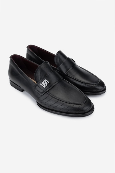  Valmenti Erkek Hakiki Deri Siyah Klasik Ayakkabı