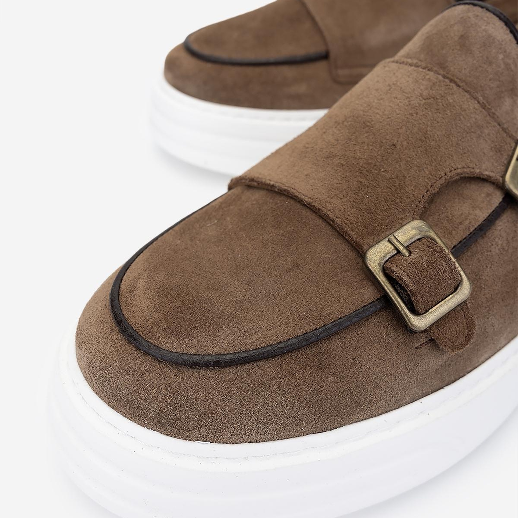 Valmenti Erkek Hakiki Deri Tütün Süet Loafer Ayakkabı