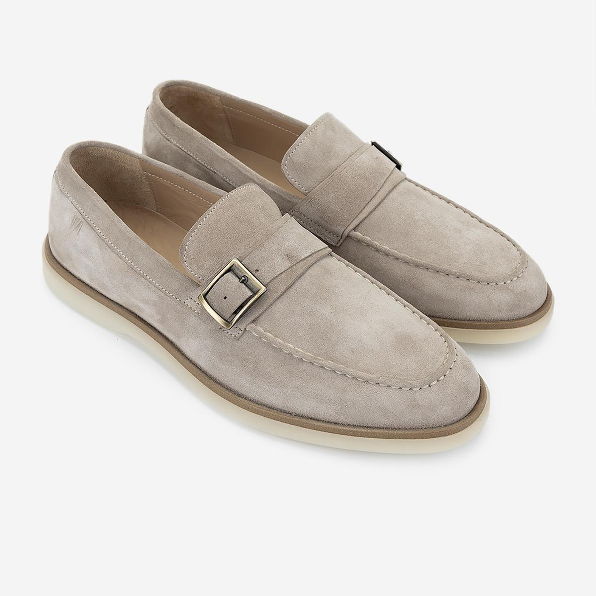 Valmenti Erkek Hakiki Deri Bej Süet Loafer Ayakkabı