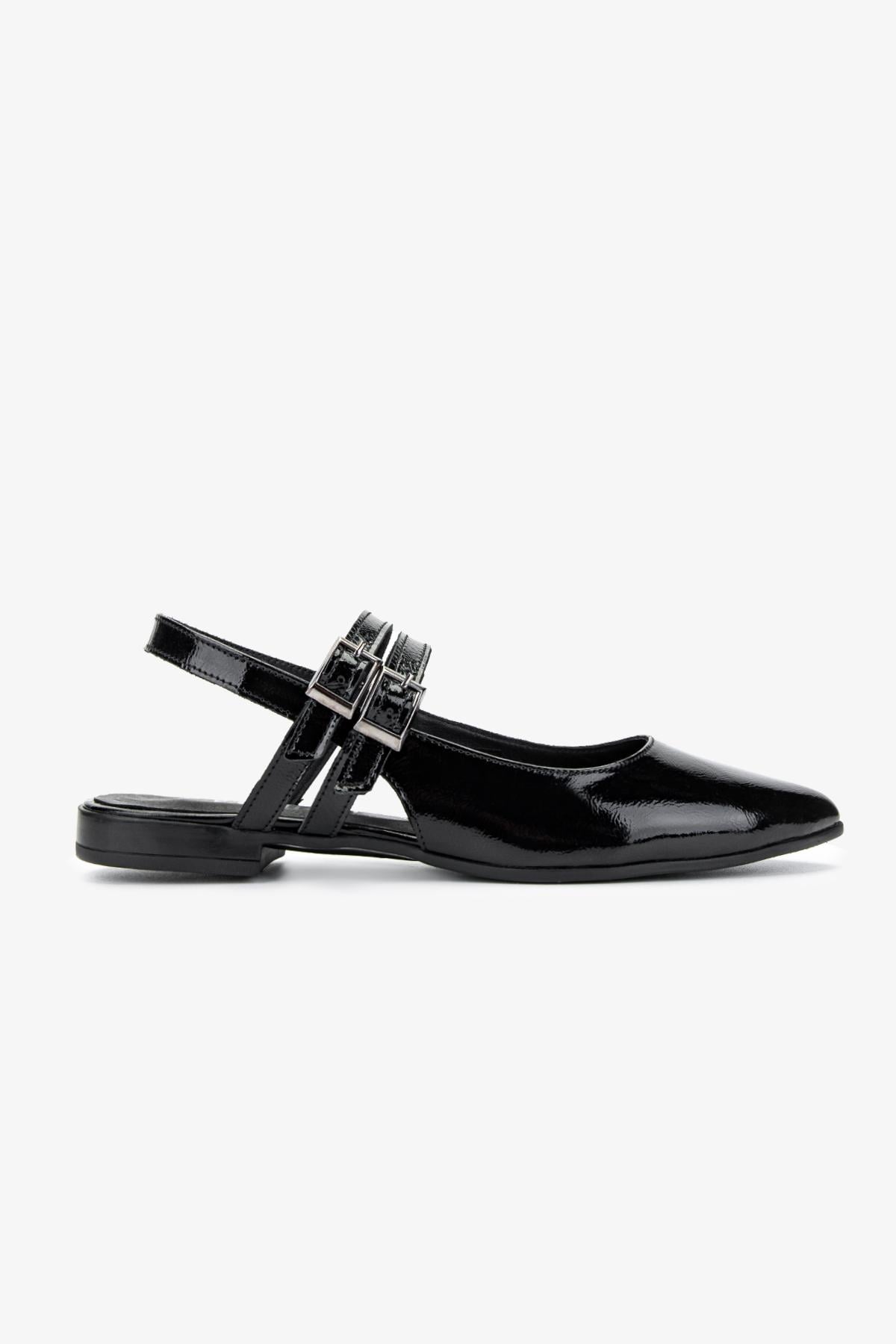  Valmenti Kadın Hakiki Deri Siyah Rugan Casual Ayakkabı