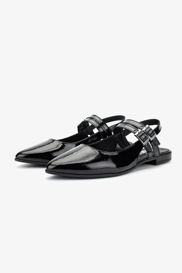  Valmenti Kadın Hakiki Deri Siyah Rugan Casual Ayakkabı