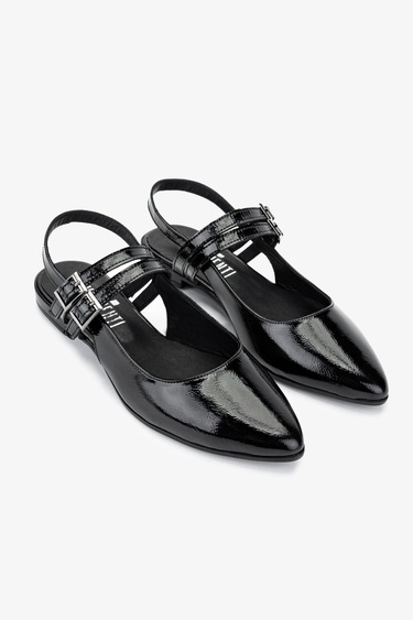  Valmenti Kadın Hakiki Deri Siyah Rugan Casual Ayakkabı