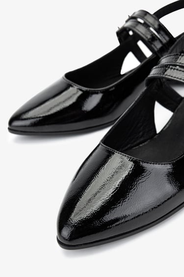  Valmenti Kadın Hakiki Deri Siyah Rugan Casual Ayakkabı