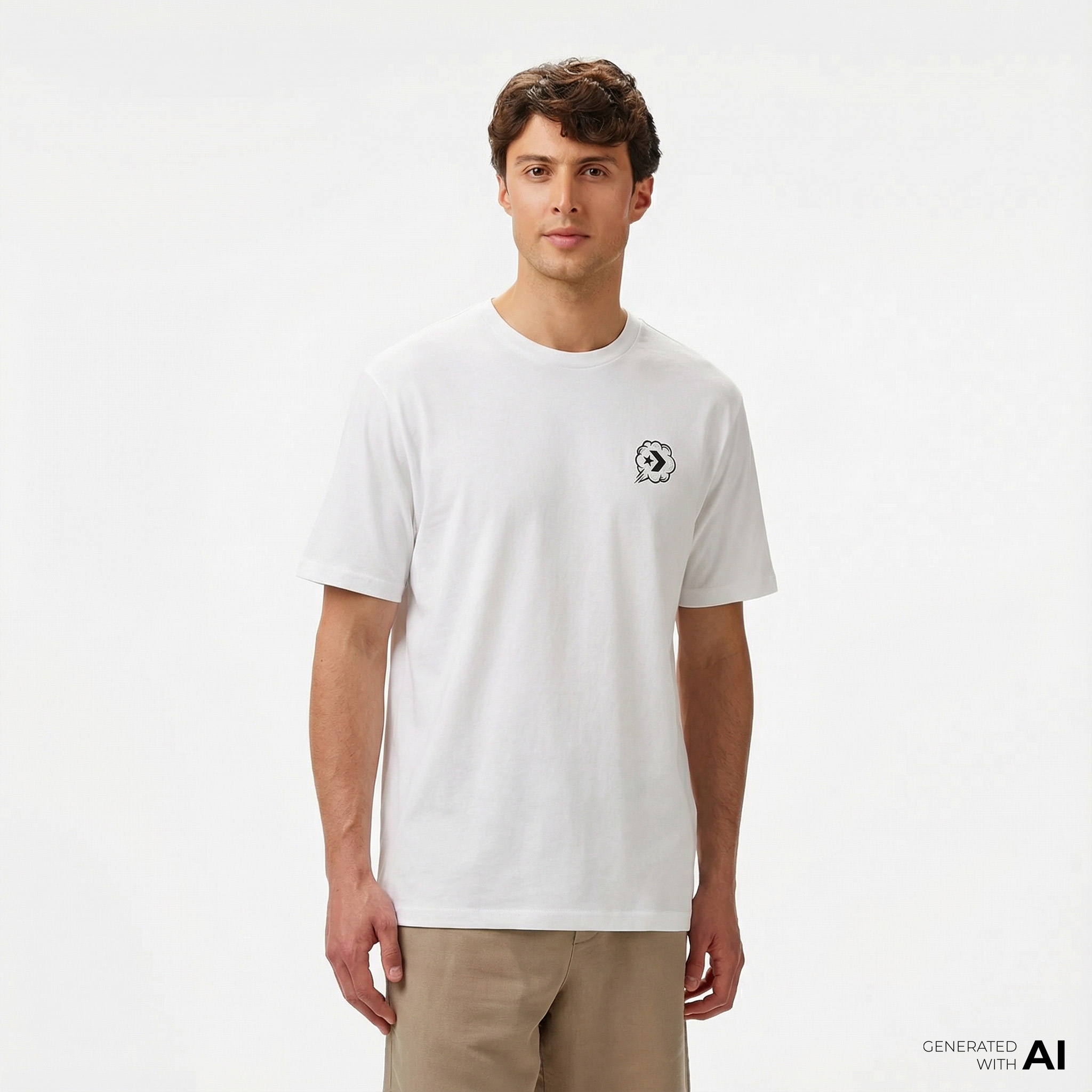  Converse Erkek Grafik Baskılı Beyaz T-Shirt