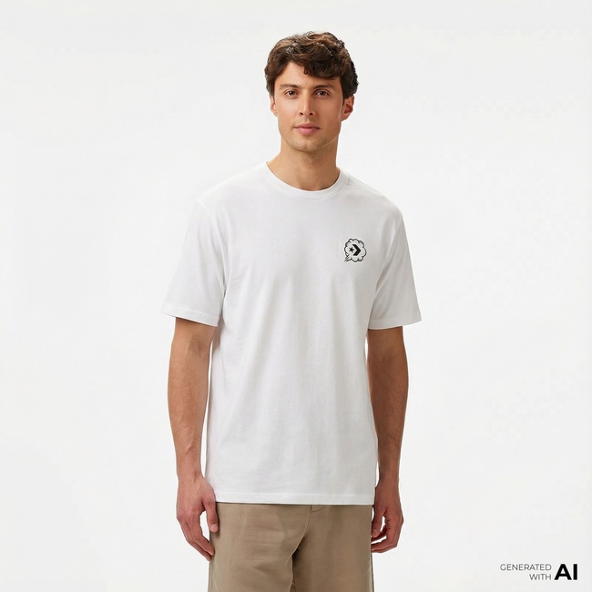  Converse Erkek Grafik Baskılı Beyaz T-Shirt