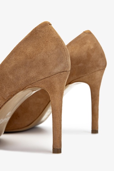  Valmenti Kadın Hakiki Deri Taba Süet Topuklu Ayakkabı