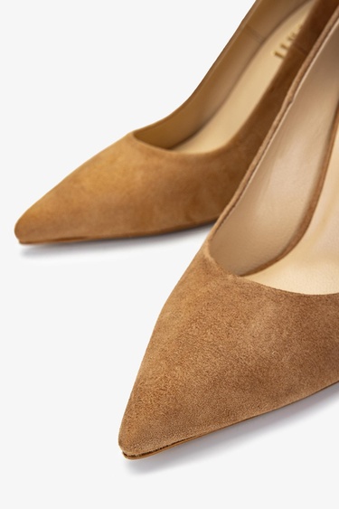  Valmenti Kadın Hakiki Deri Taba Süet Topuklu Ayakkabı