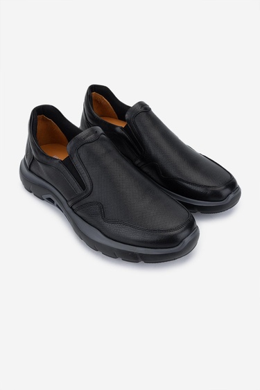  Valmenti Erkek Hakiki Deri Siyah Deri Casual Ayakkabı