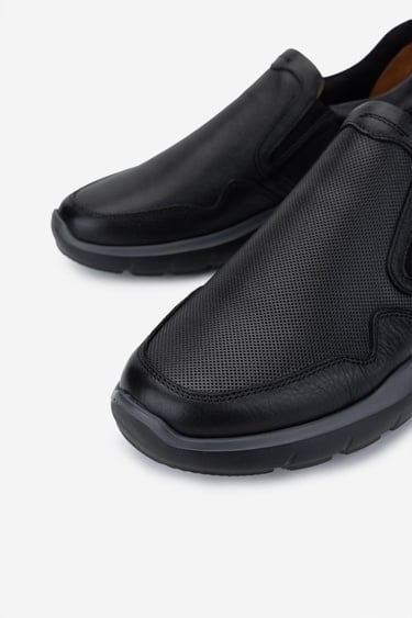  Valmenti Erkek Hakiki Deri Siyah Deri Casual Ayakkabı