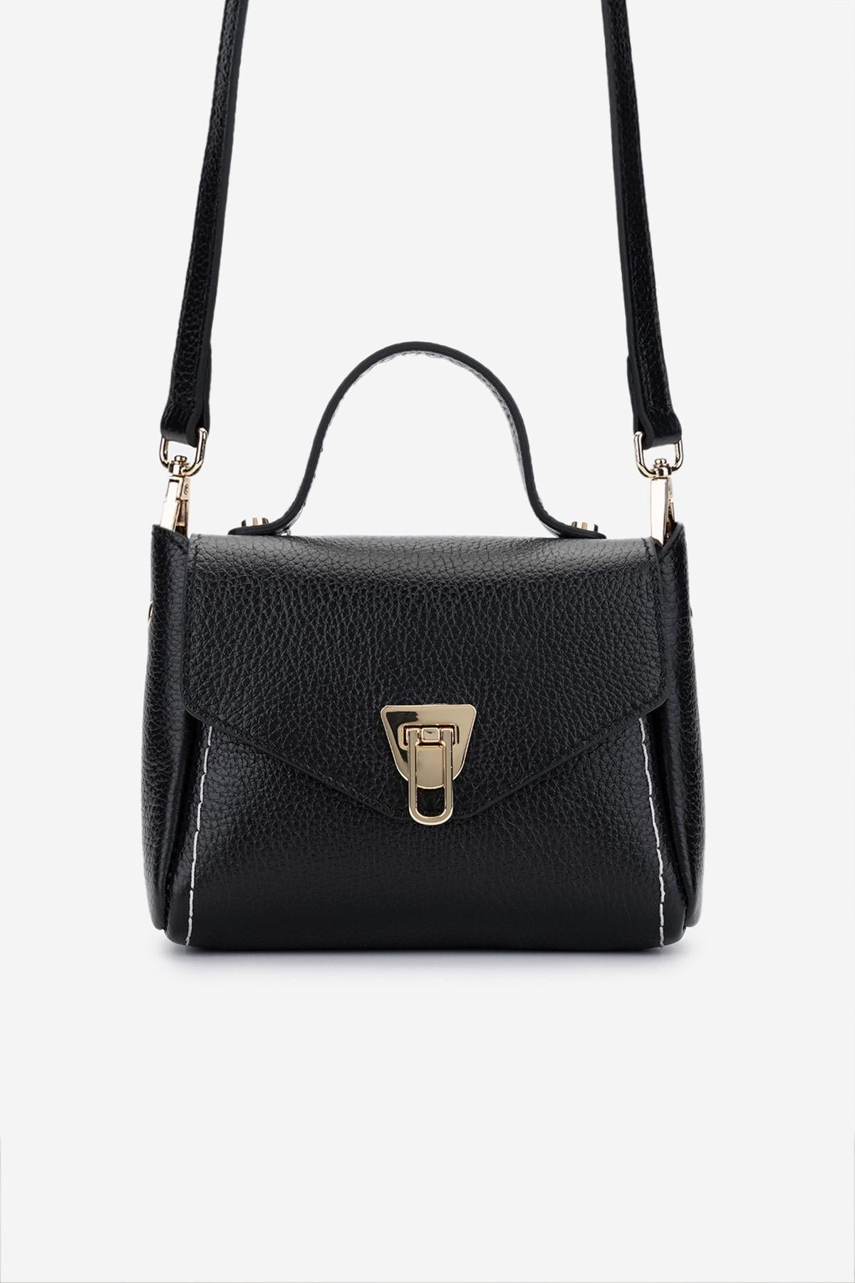  Valmenti Kadın Hakiki Deri Siyah Floter Postacı Çanta