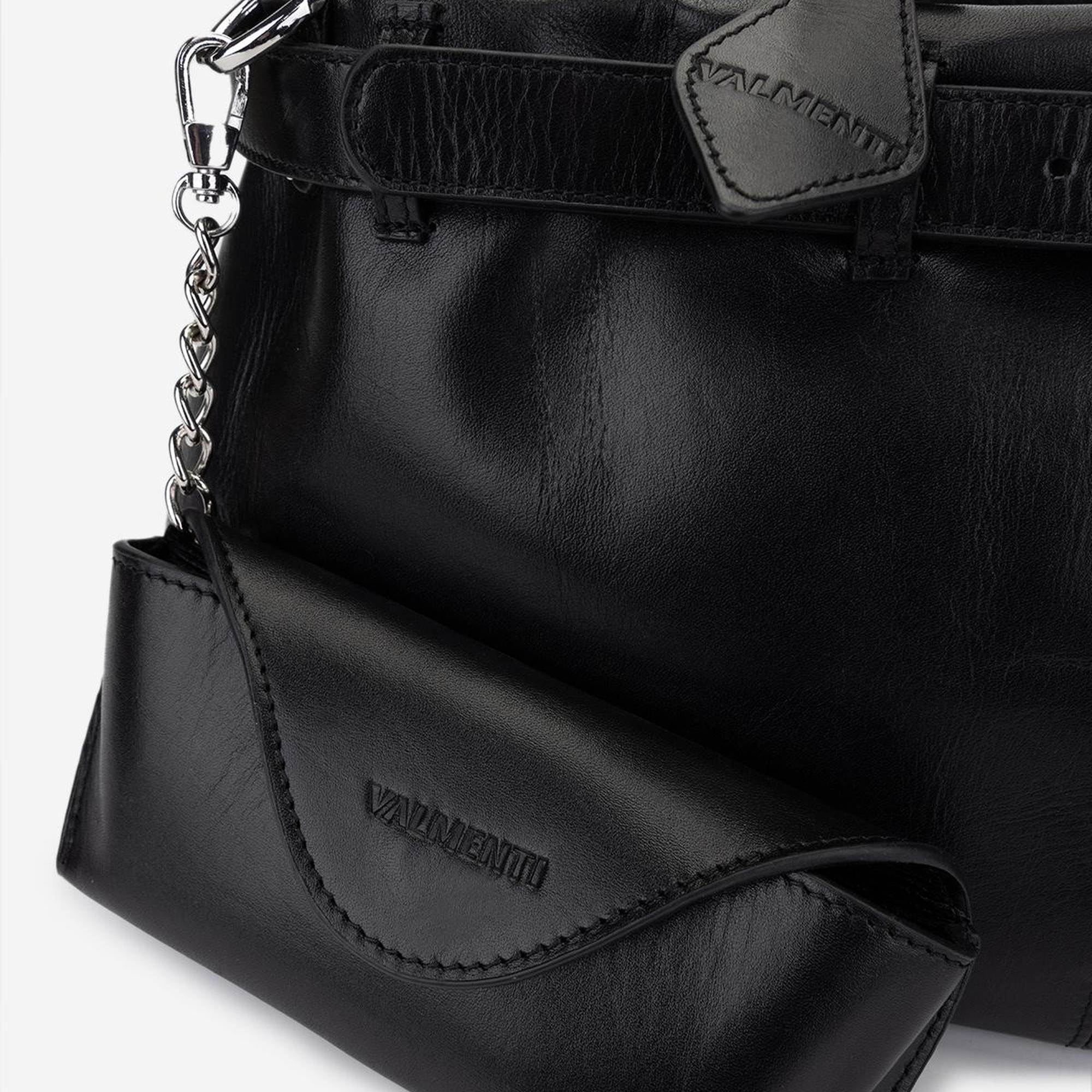 Valmenti Kadın Hakiki Deri Siyah Deri Kol Çantası