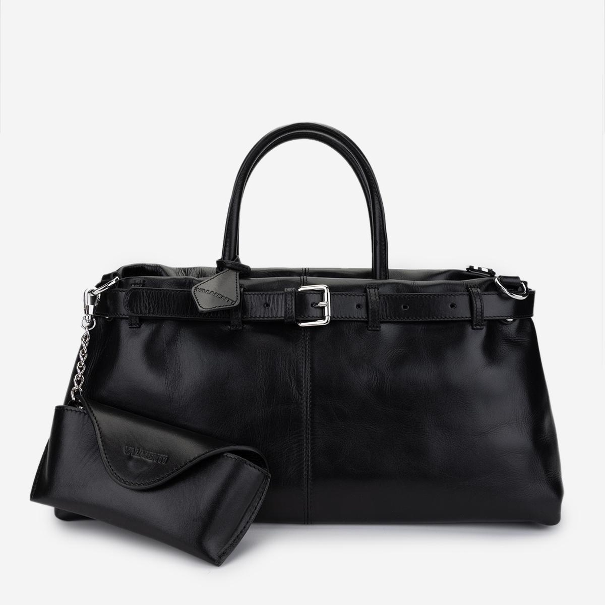 Valmenti Kadın Hakiki Deri Siyah Deri Kol Çantası