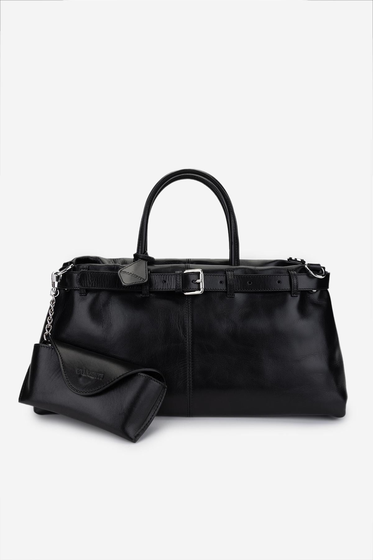  Valmenti Kadın Hakiki Deri Siyah Deri Kol Çantası