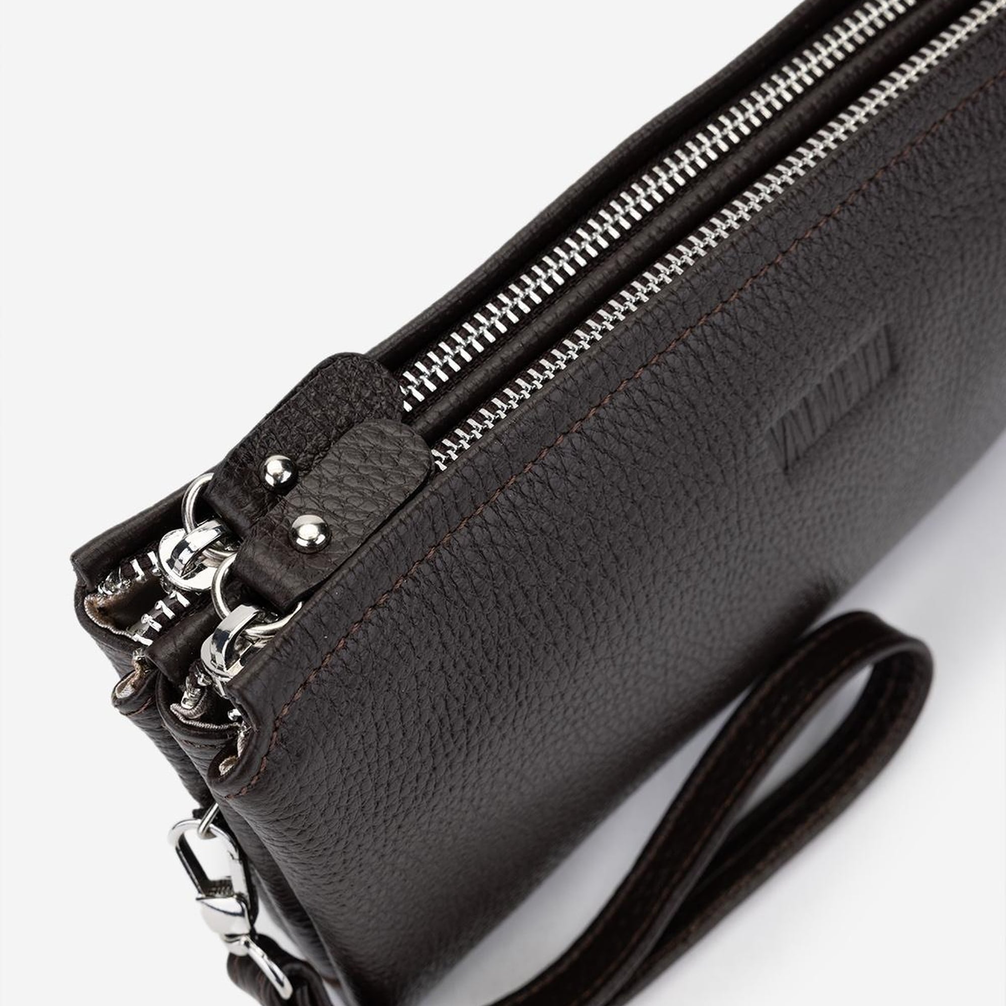 Valmenti Erkek Hakiki Deri Kahverengi El Çantası