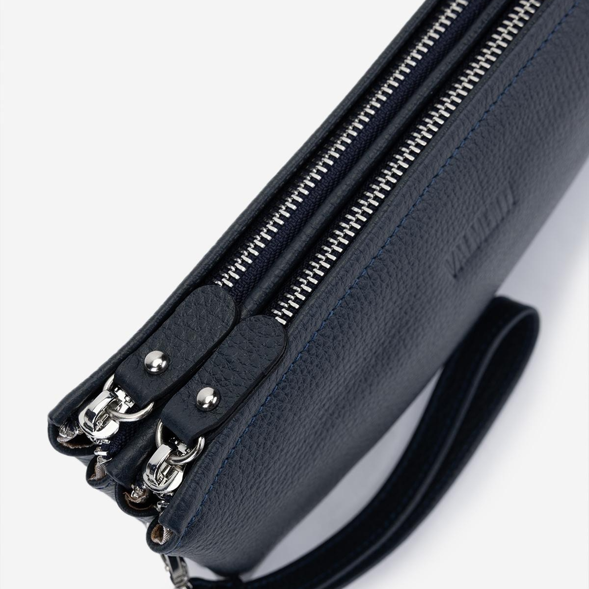 Valmenti Erkek Hakiki Deri Lacivert El Çantası