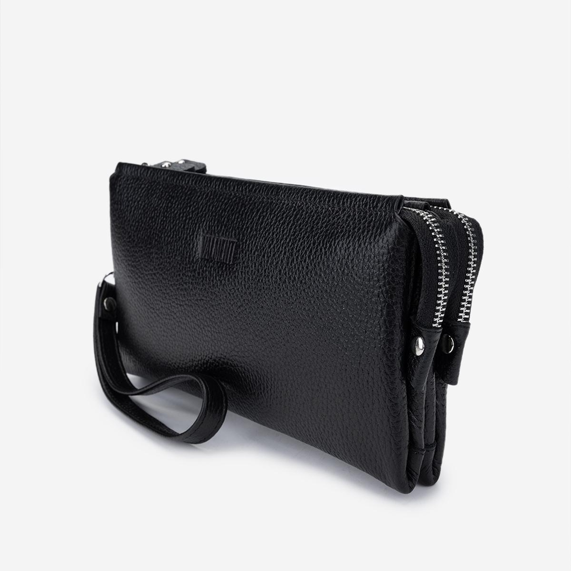 Valmenti Erkek Hakiki Deri Siyah Floter El Çantası