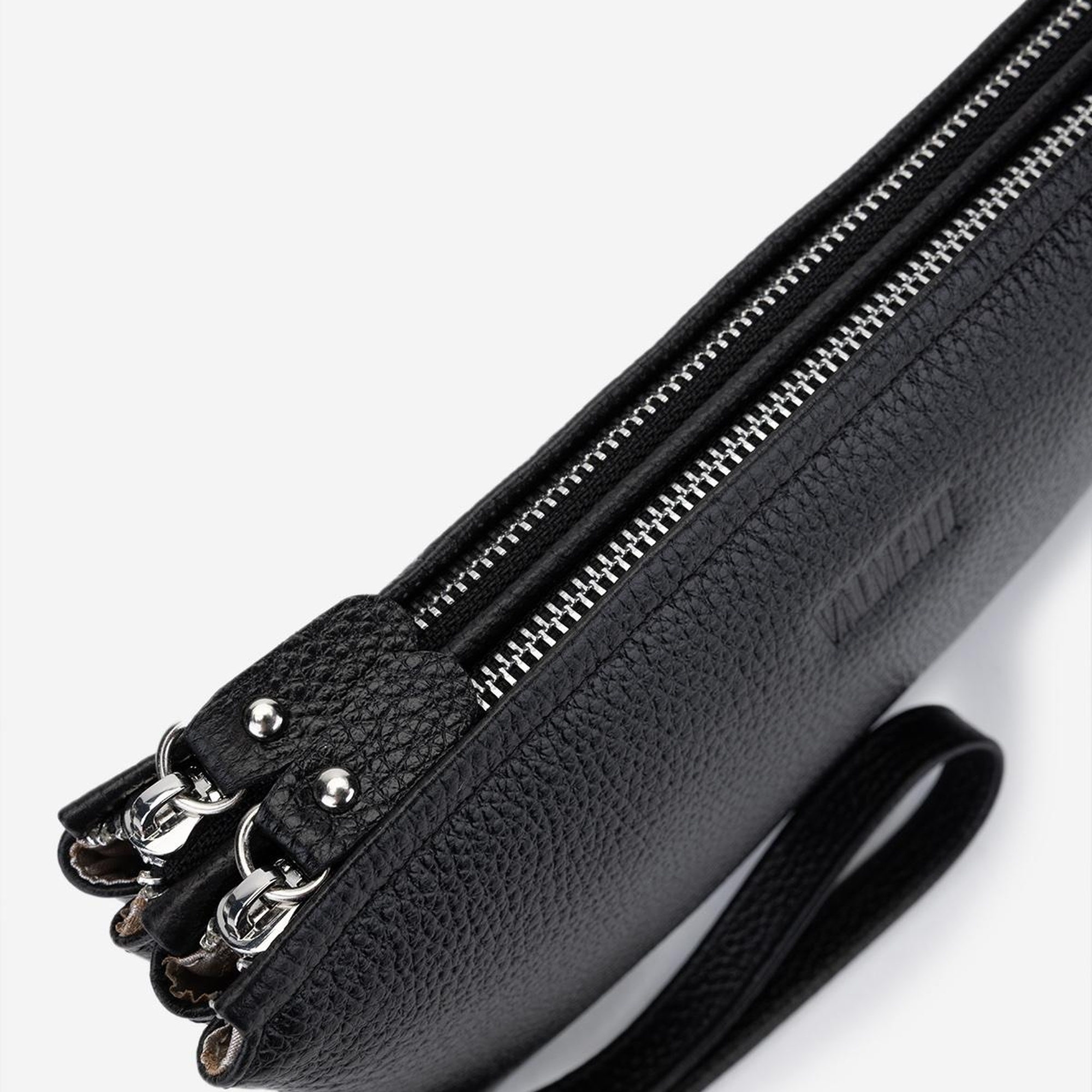 Valmenti Erkek Hakiki Deri Siyah Floter El Çantası