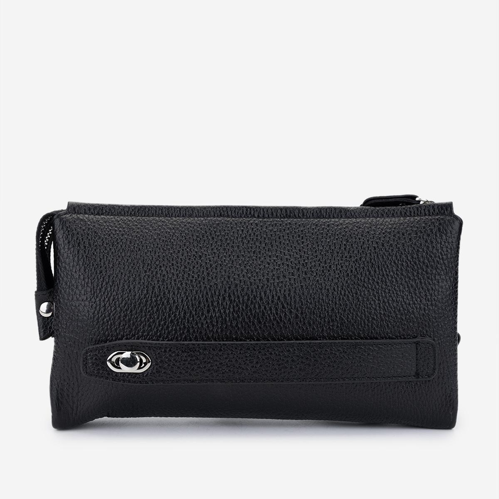 Valmenti Erkek Hakiki Deri Siyah Floter El Çantası