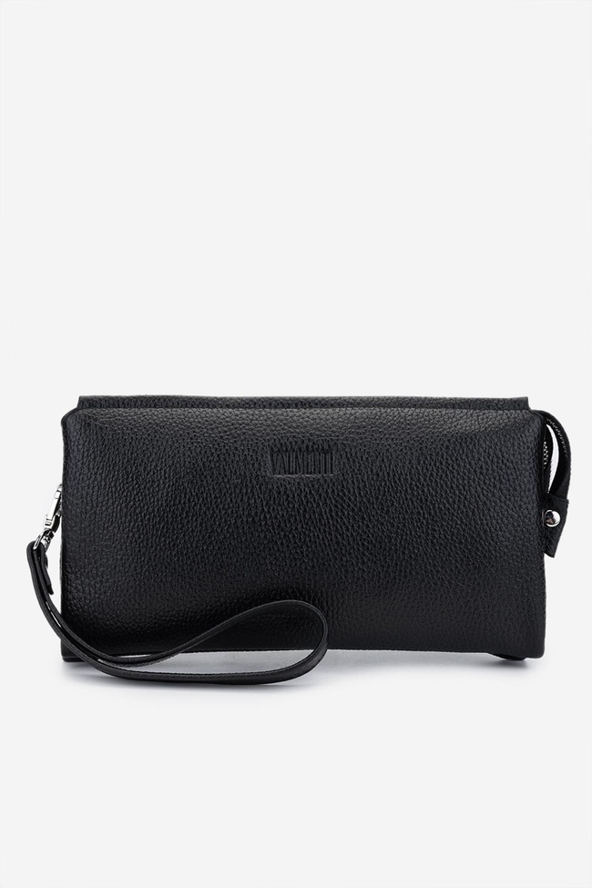  Valmenti Erkek Hakiki Deri Siyah Floter El Çantası