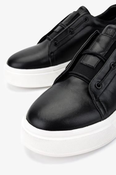  Valmenti Erkek Hakiki Deri Siyah Deri Sneakers & Spor Ayakkabı