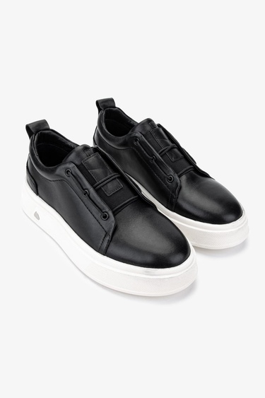  Valmenti Erkek Hakiki Deri Siyah Deri Sneakers & Spor Ayakkabı