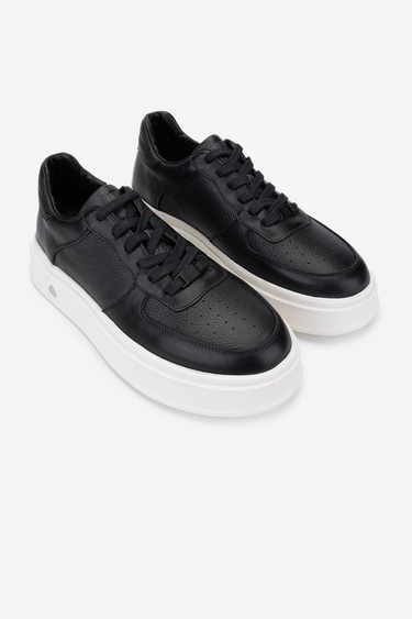  Valmenti Erkek Hakiki Deri Siyah Sneakers & Spor Ayakkabı