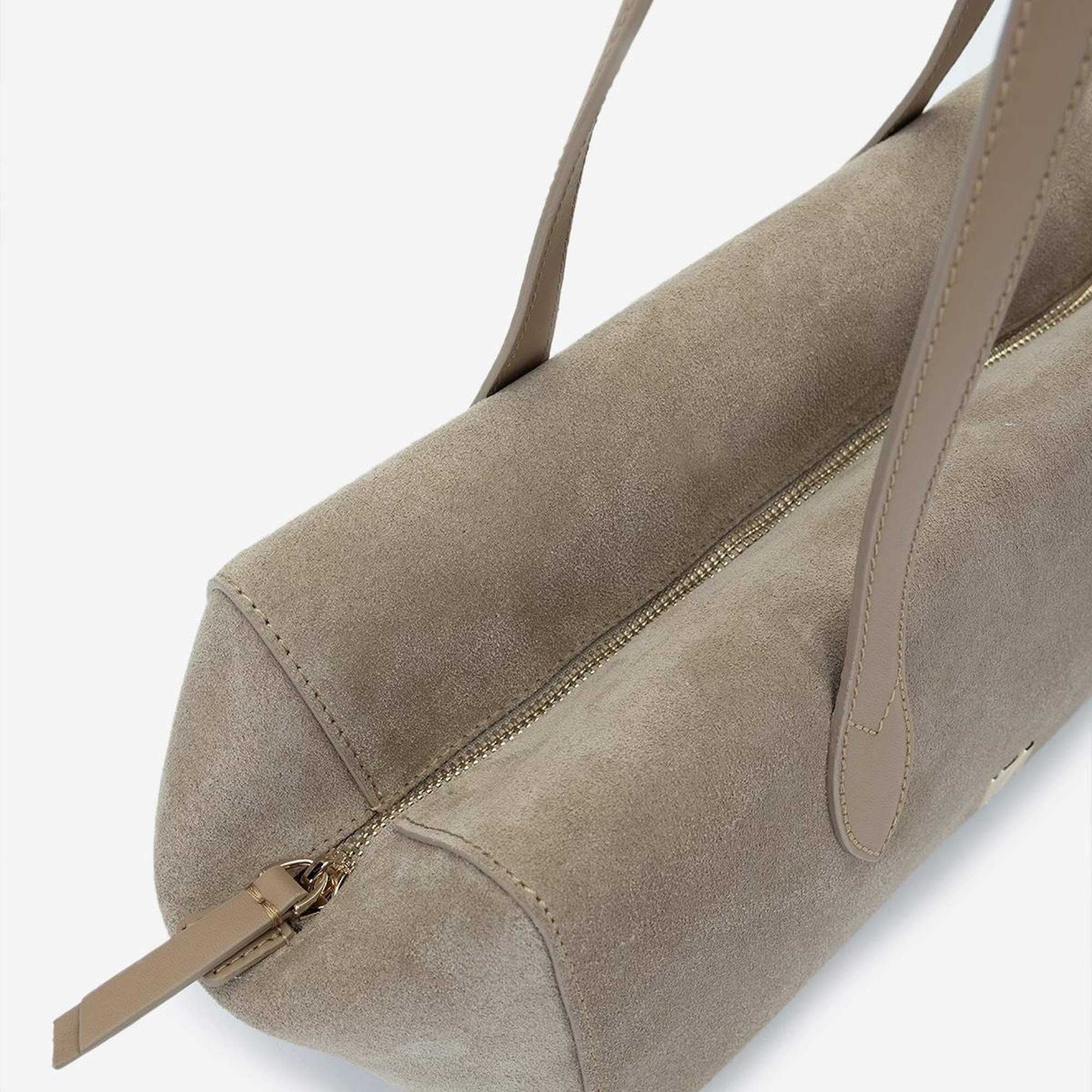 Valmenti Kadın Hakiki Deri Bej Süet Omuz Çanta