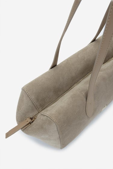  Valmenti Kadın Hakiki Deri Bej Süet Omuz Çanta