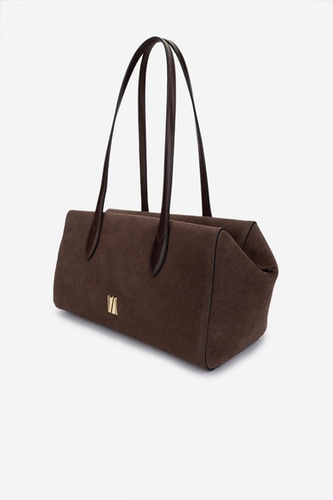  Valmenti Kadın Hakiki Deri Kahverengi Süet Omuz Çanta