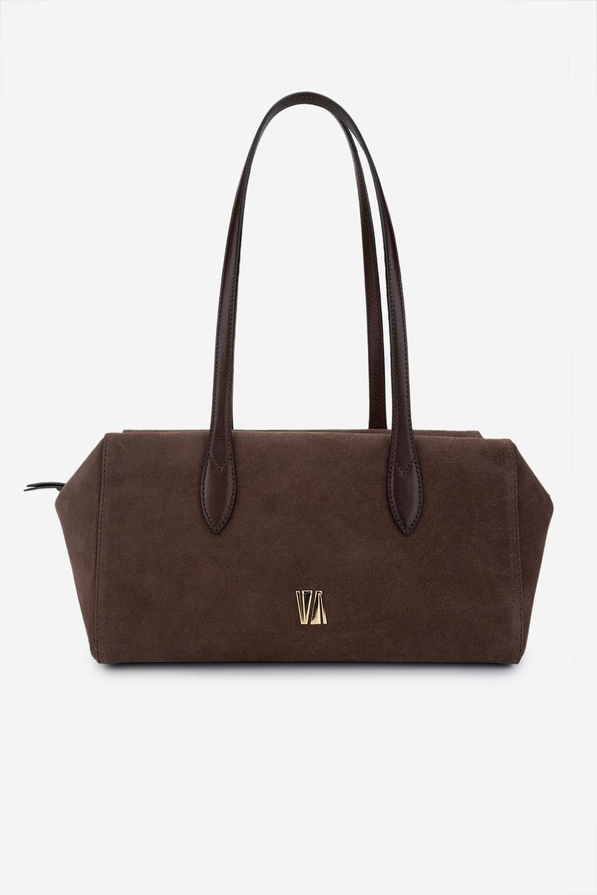  Valmenti Kadın Hakiki Deri Kahverengi Süet Omuz Çanta