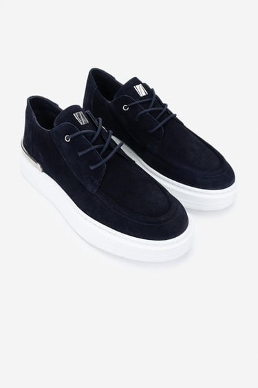  Valmenti Erkek Hakiki Deri Lacivert Süet Sneakers & Spor Ayakkabı