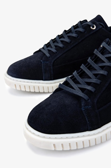  Valmenti Erkek Hakiki Deri Lacivert Süet Sneakers & Spor Ayakkabı