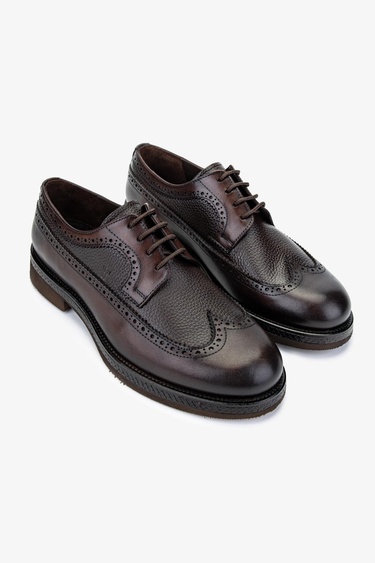  Valmenti Erkek Hakiki Deri Kahverengi Klasik Ayakkabı