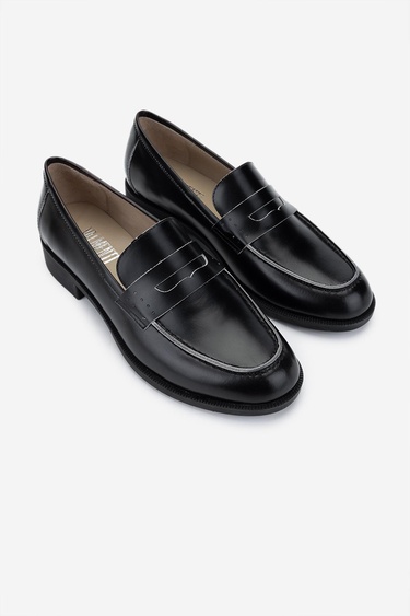  Valmenti Kadın Hakiki Deri Siyah Loafer Ayakkabı